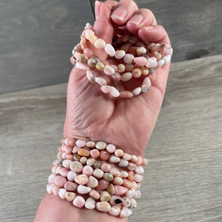 Healing crystal bracelets with natural nugget gemstones for boho spiritual layering