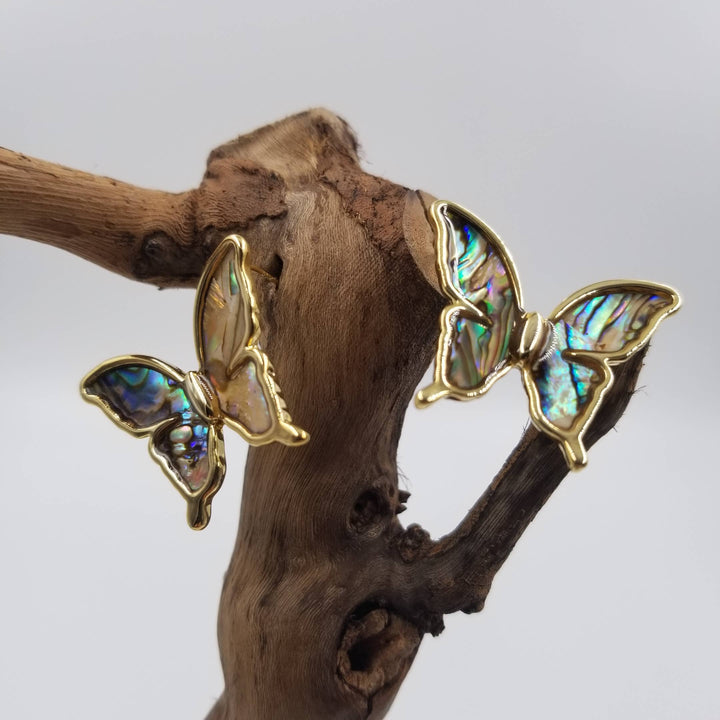 Natural Shell Butterfly Earrings handcrafted iridescent boho coastal jewelry for free spirits