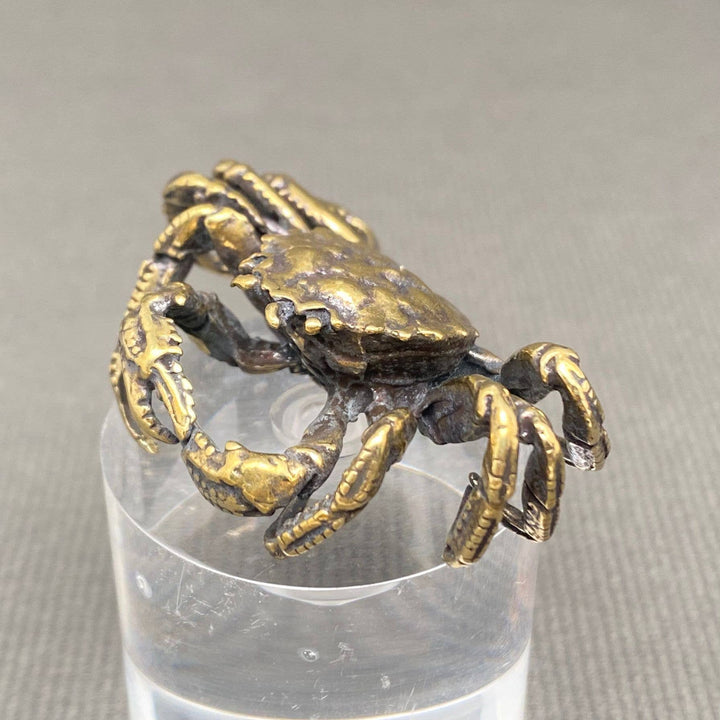 Brass hairy crab desktop ornament handcrafted figurine for coastal spiritual decor protection