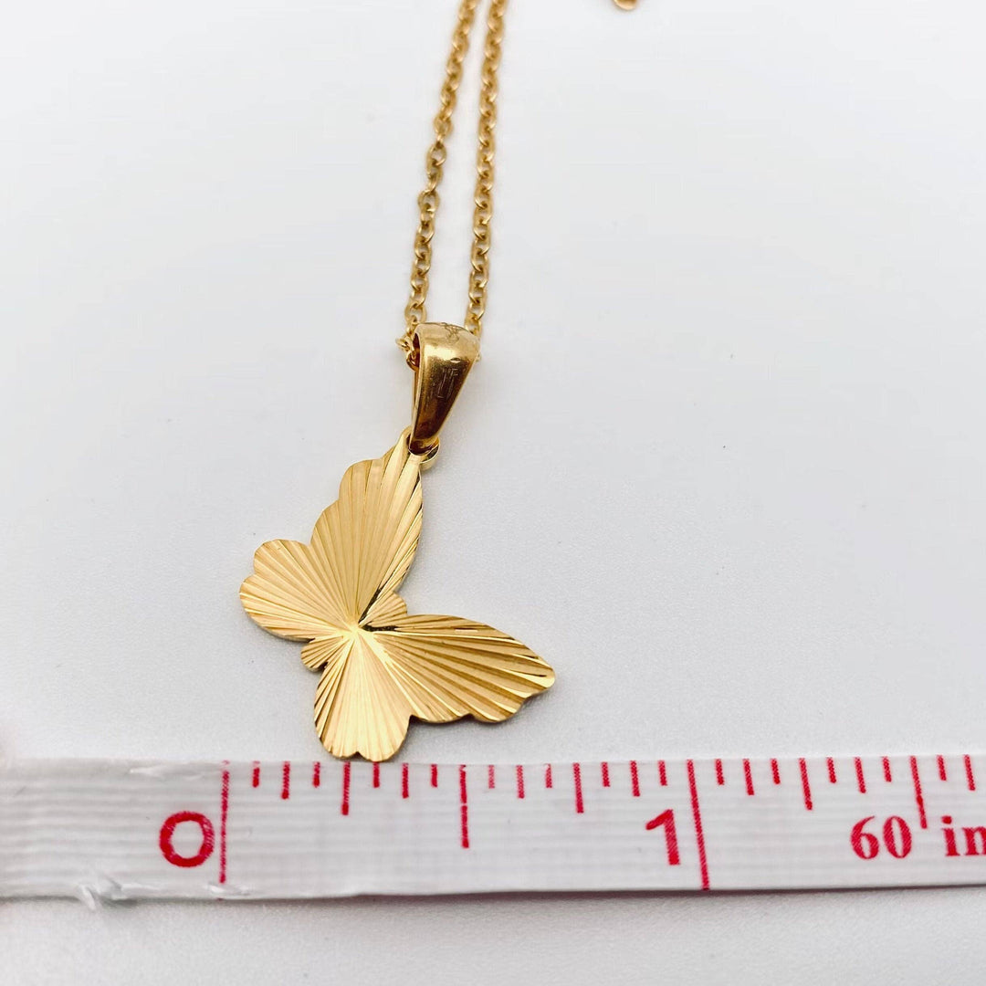 Gold Plated Stainless Steel Butterfly Pendant Necklace