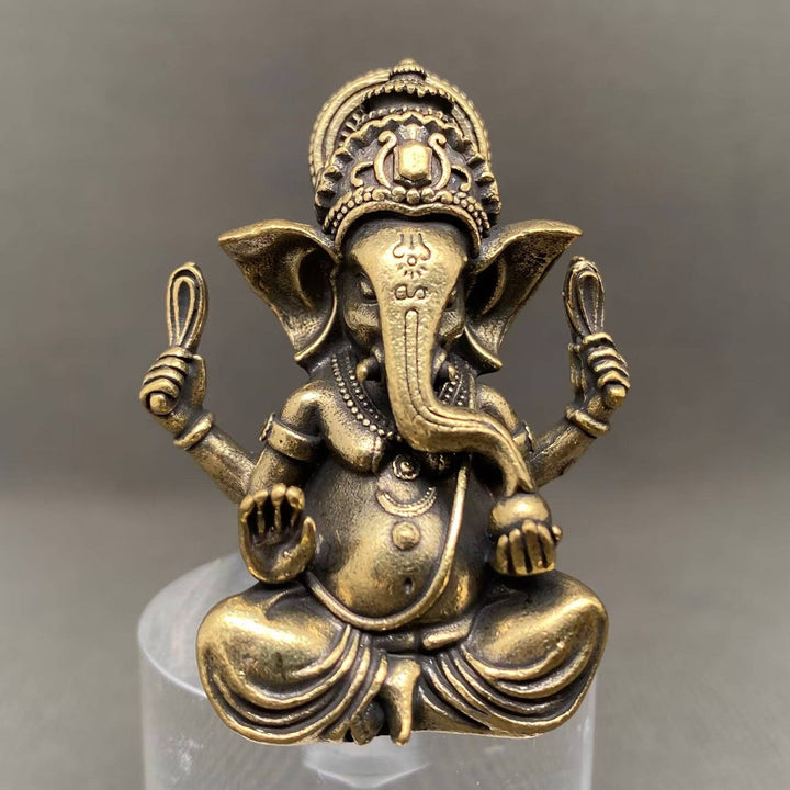 Brass Indian Ganesha God Desktop Ornament for sacred space and new beginnings