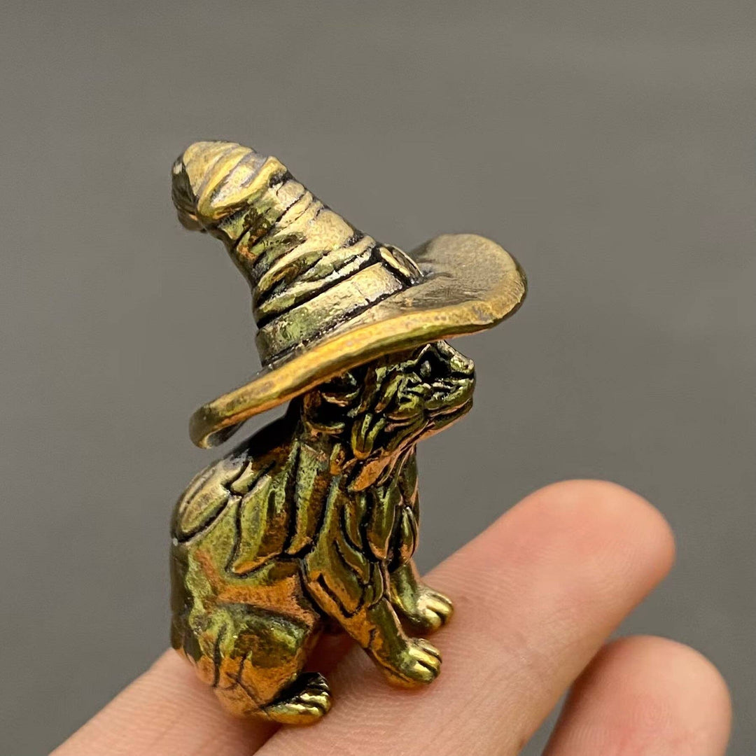 Brass Magic Cat Desktop Ornament for prosperity and soulful boho altar decor