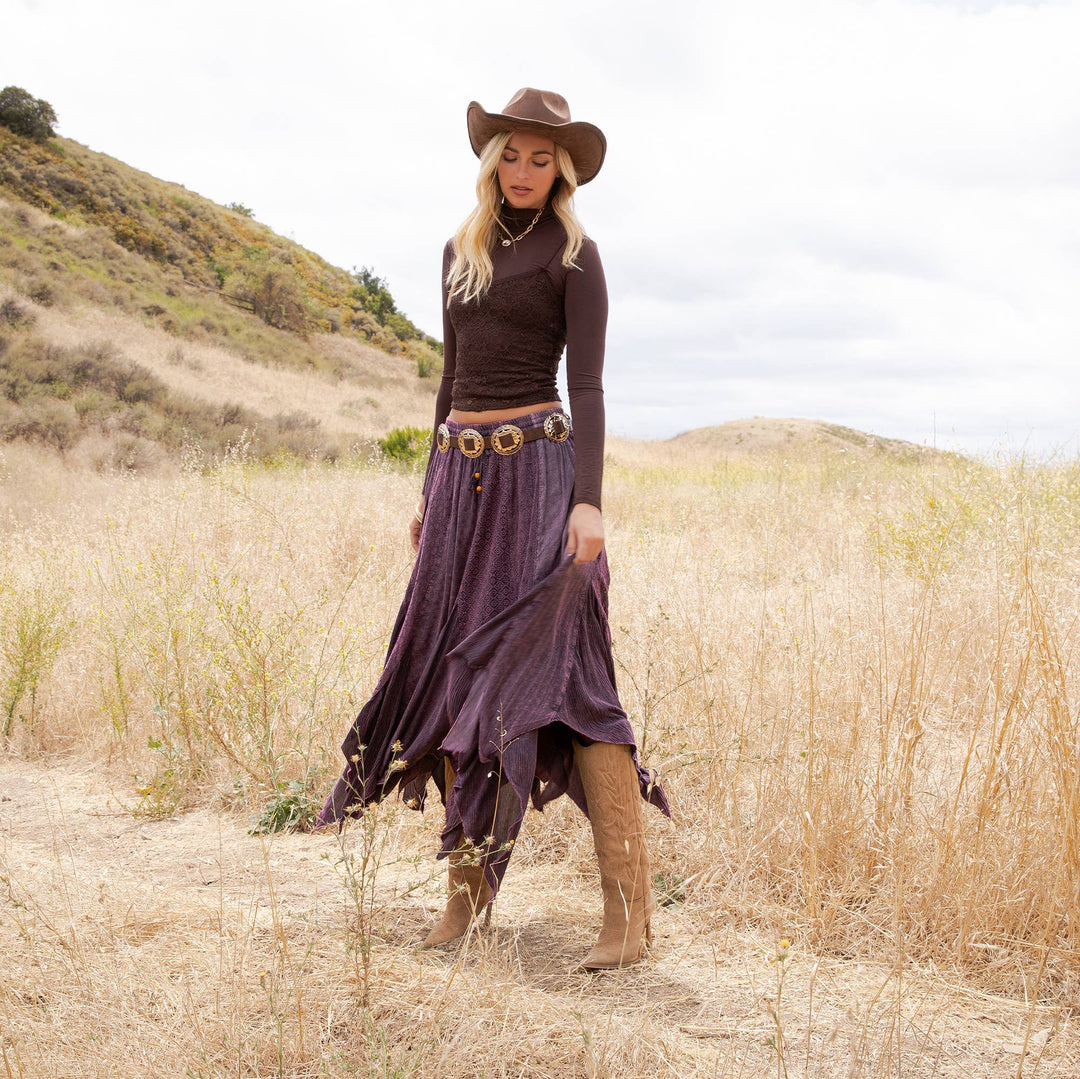 Boho Handkerchief Hem Patchwork Maxi Skirt