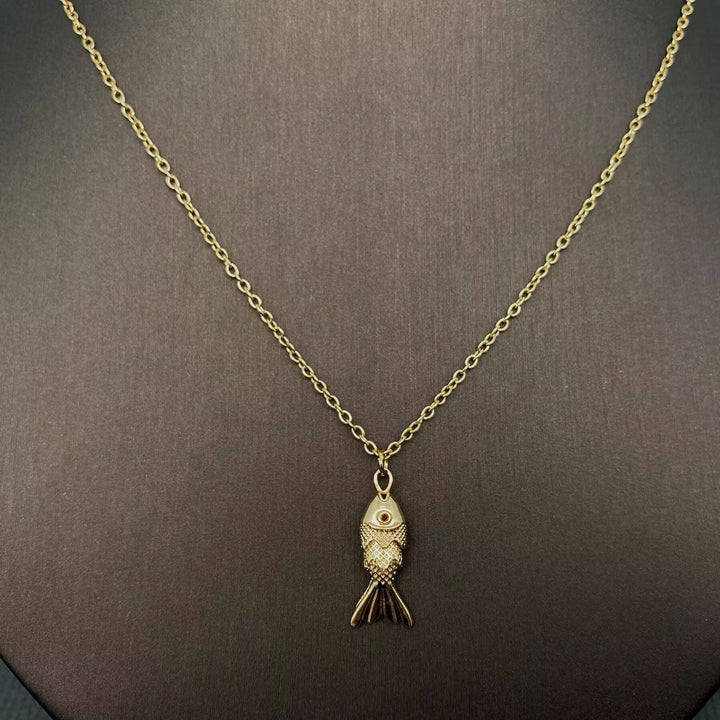 Swinging Tail Fish Charm Gold-plated Necklace