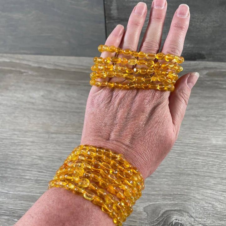 Healing crystal bracelets with natural nugget gemstones for boho spiritual jewelry lovers
