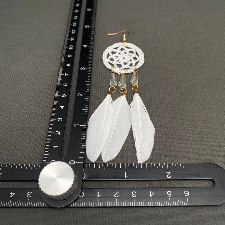 Multi-style White Feather Fringe Dangle Earrings
