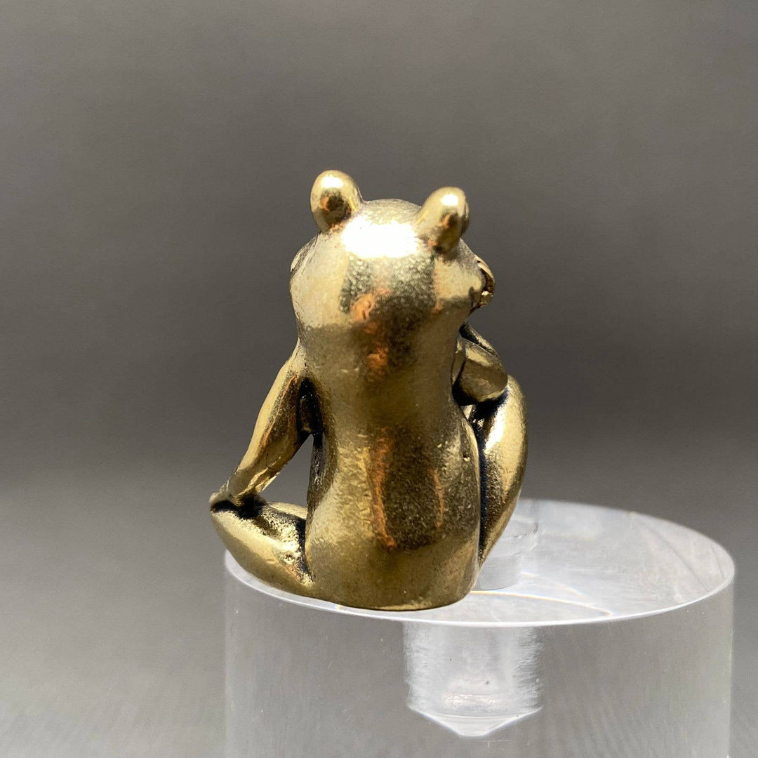 Brass sitting frog desktop ornament for fertility altar decor and boho home styling
