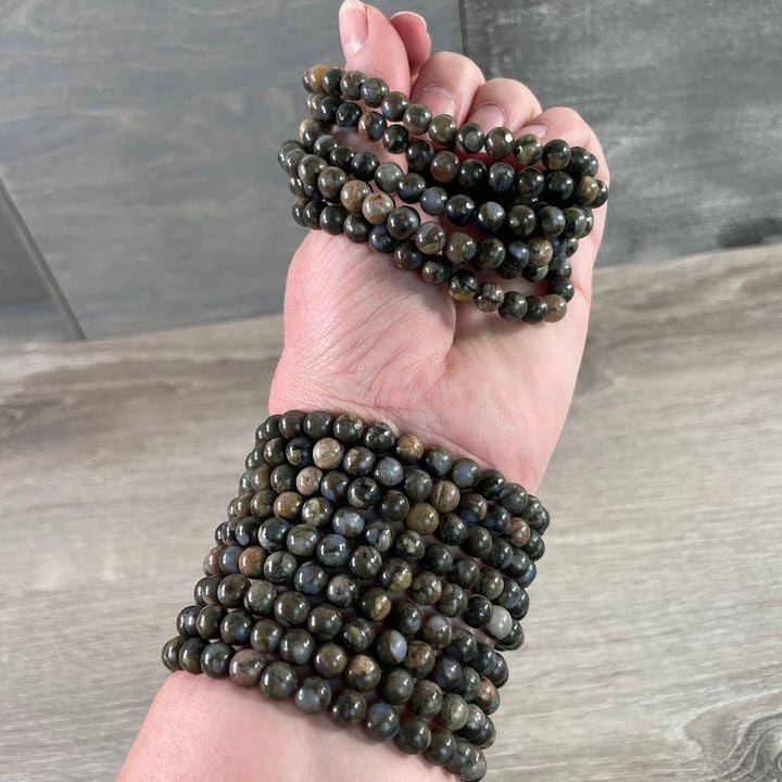 Healing Crystal Bracelets 6mm round gemstone stretch bracelet for coastal boho style