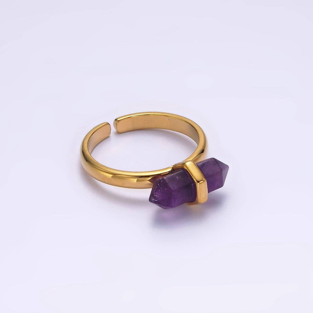 Adjustable Gemstone Wand Ring Gold Filled boho spiritual jewelry for coastal souls