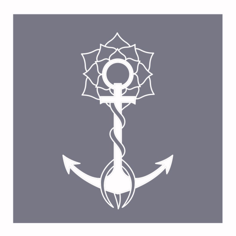 Anchored Soul Heather Navy Hoodie - Wickford, RI - Embroidered Anchor