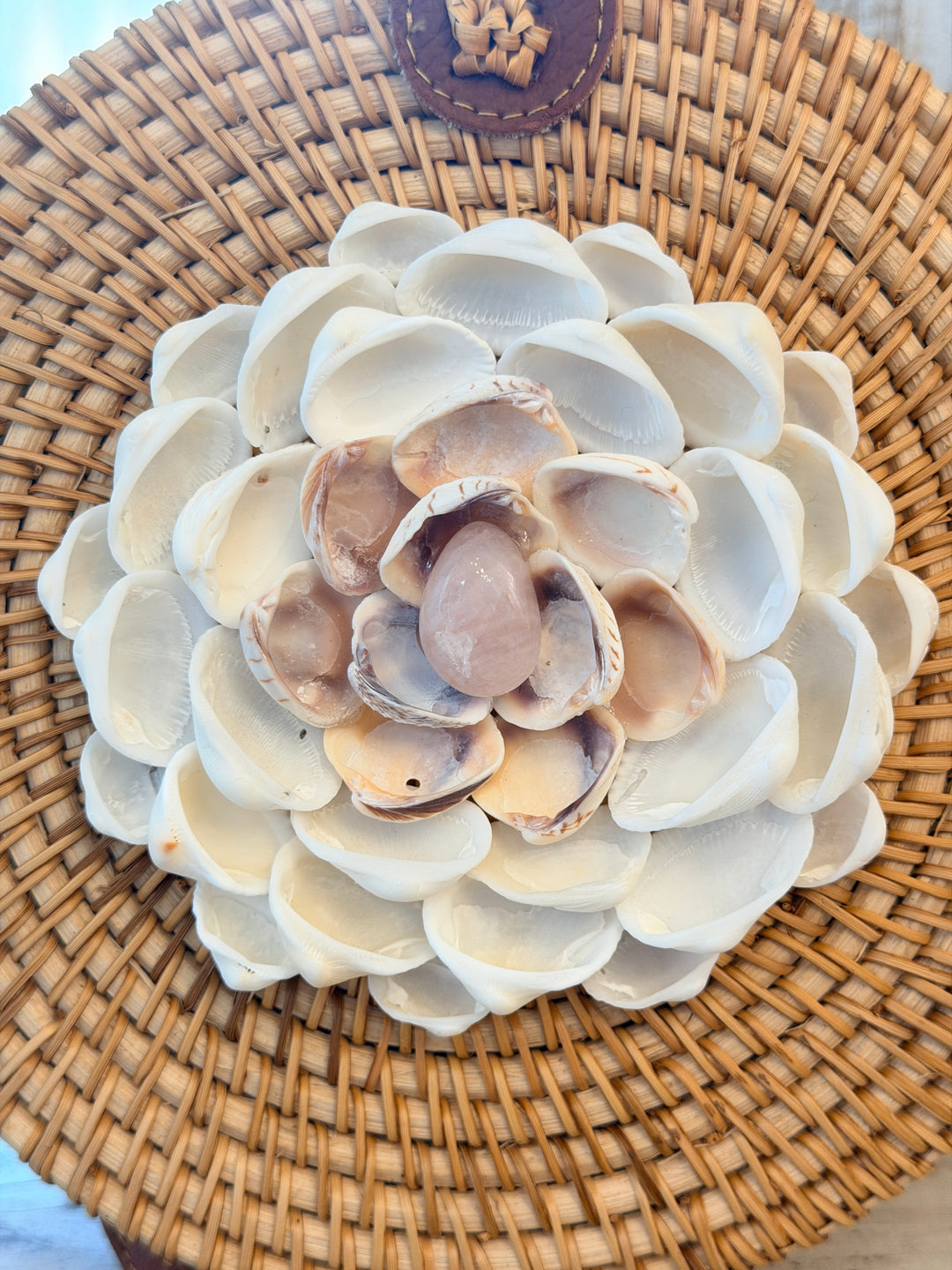 Anchored Soul | ZenFlower Tan Rattan Bag | Rose Quartz