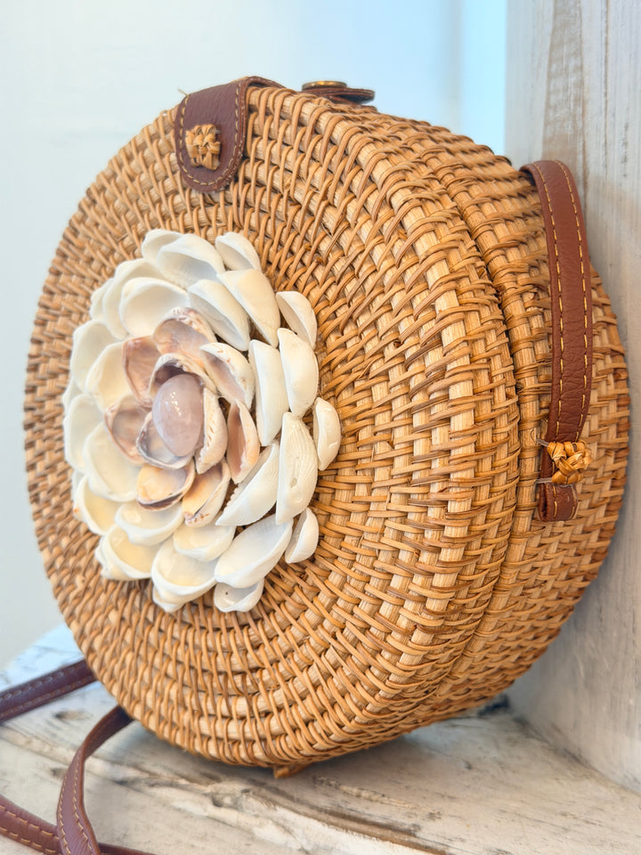 Anchored Soul | ZenFlower Tan Rattan Bag | Rose Quartz