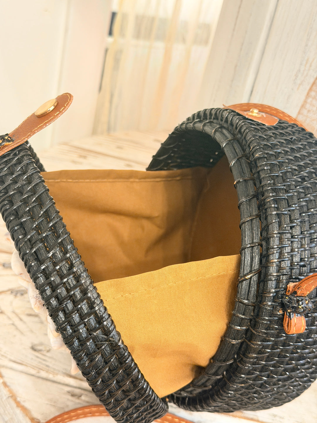 Anchored Soul | Black ZenFlower Rattan Bag