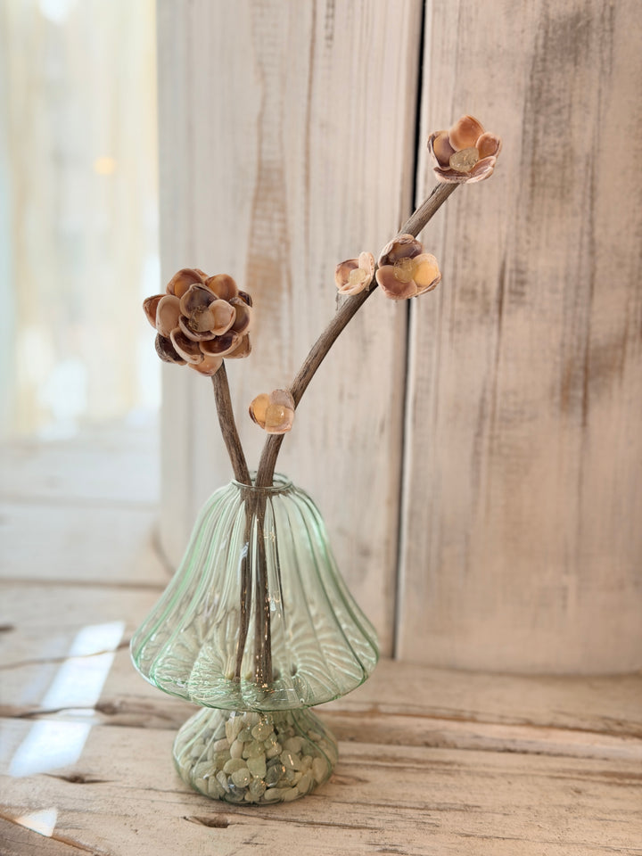 Joyful Mushroom ZenFlower with citrine crystal and driftwood coastal boho table art