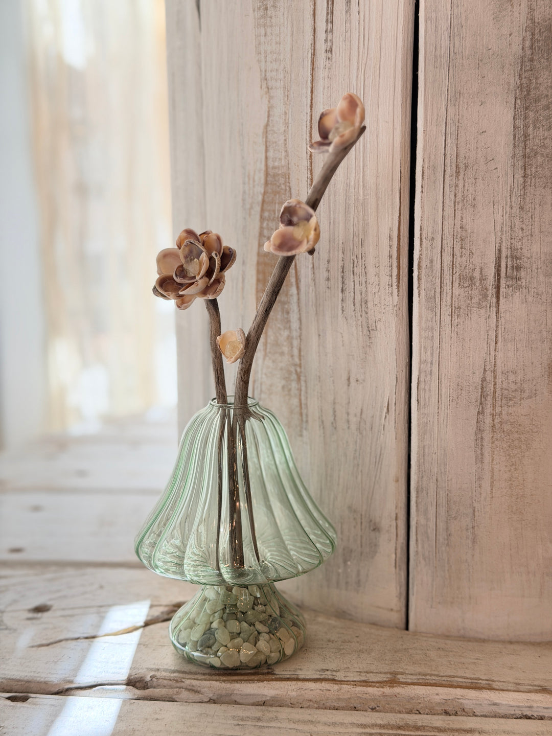Joyful Mushroom ZenFlower with citrine and driftwood coastal boho table art
