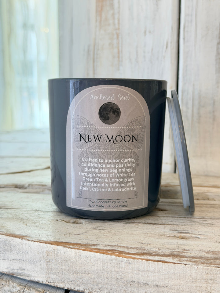 Anchored Soul New Moon Intention Soy Candle for ritual and intention setting