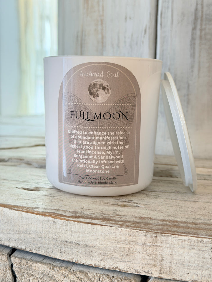 Anchored Soul Full Moon Intention Soy Candle for ritual and mindful manifestation