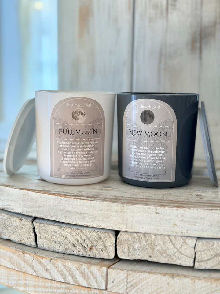 Anchored Soul New Moon Intention Soy Candle for ritual and intention setting