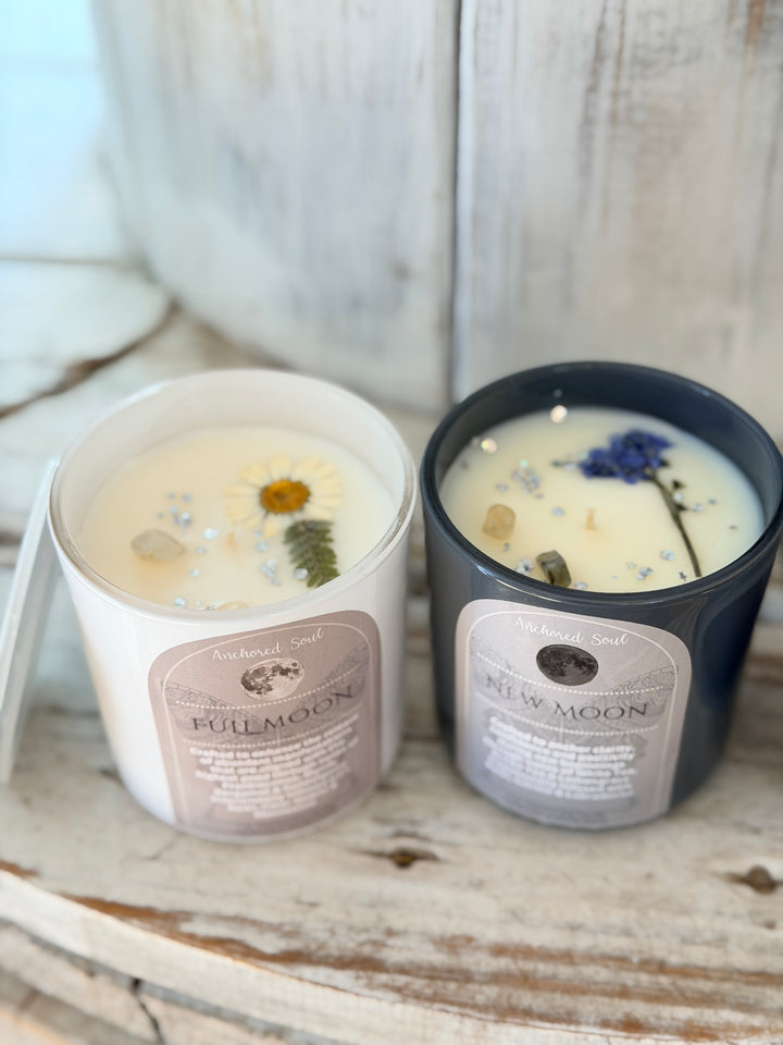 Anchored Soul Full Moon Intention Soy Candle for ritual and mindful intention setting