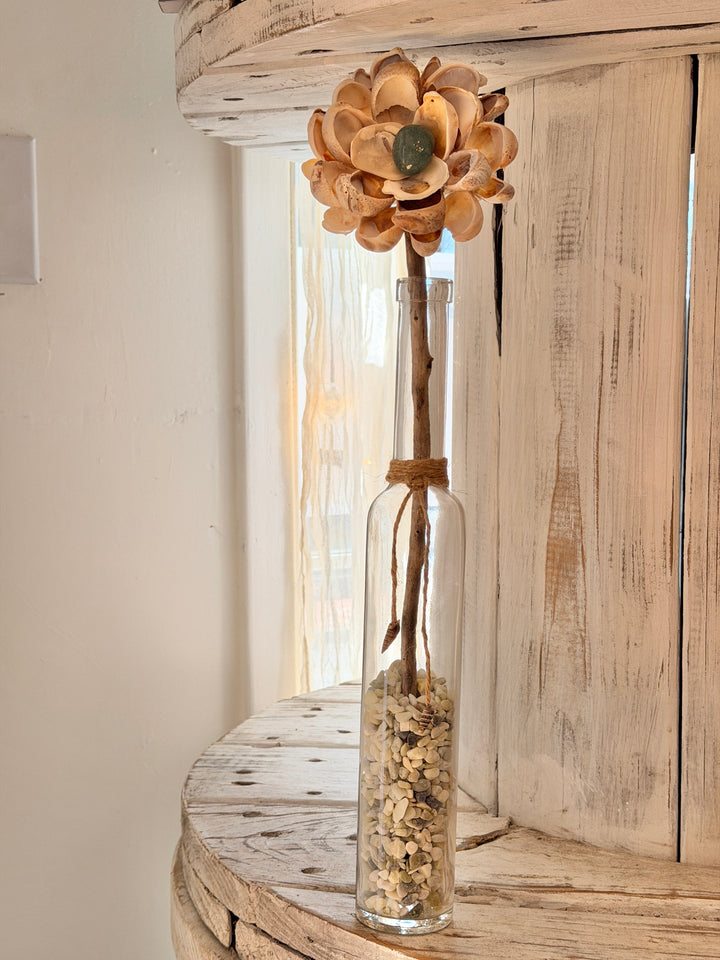 Tall ZenFlower Green Aventurine seashell flower healing crystal art Anchored Soul boutique