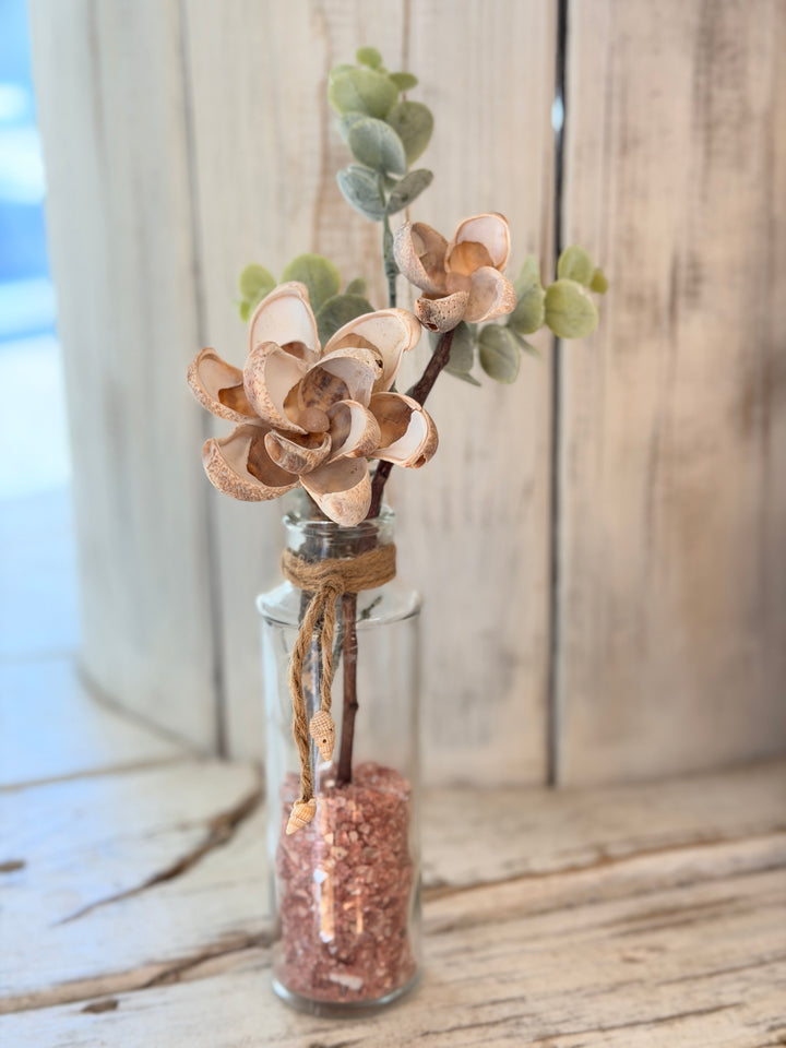 Anchored Soul ZenFlower Rose Quartz Queen seashell flower healing crystal art