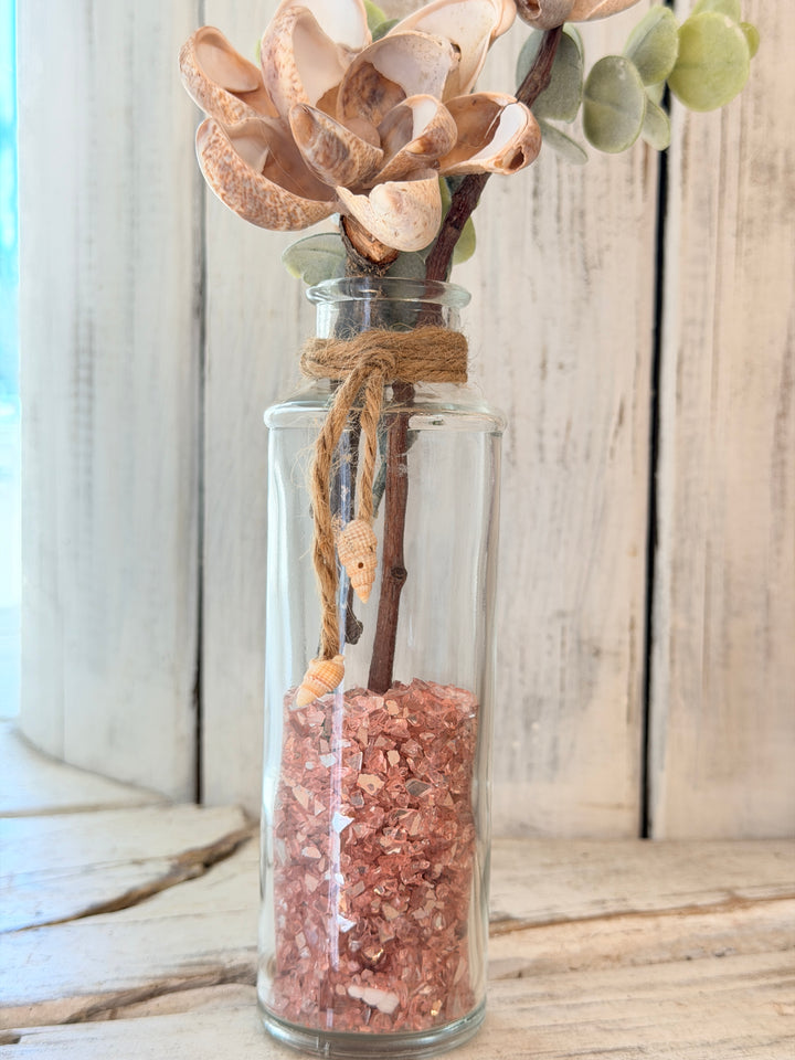 Anchored Soul ZenFlower Rose Quartz Queen seashell flower healing crystal coastal art