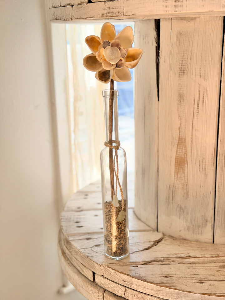 Tall ZenFlower Blue Calcite healing crystal seashell flower art by Anchored Soul