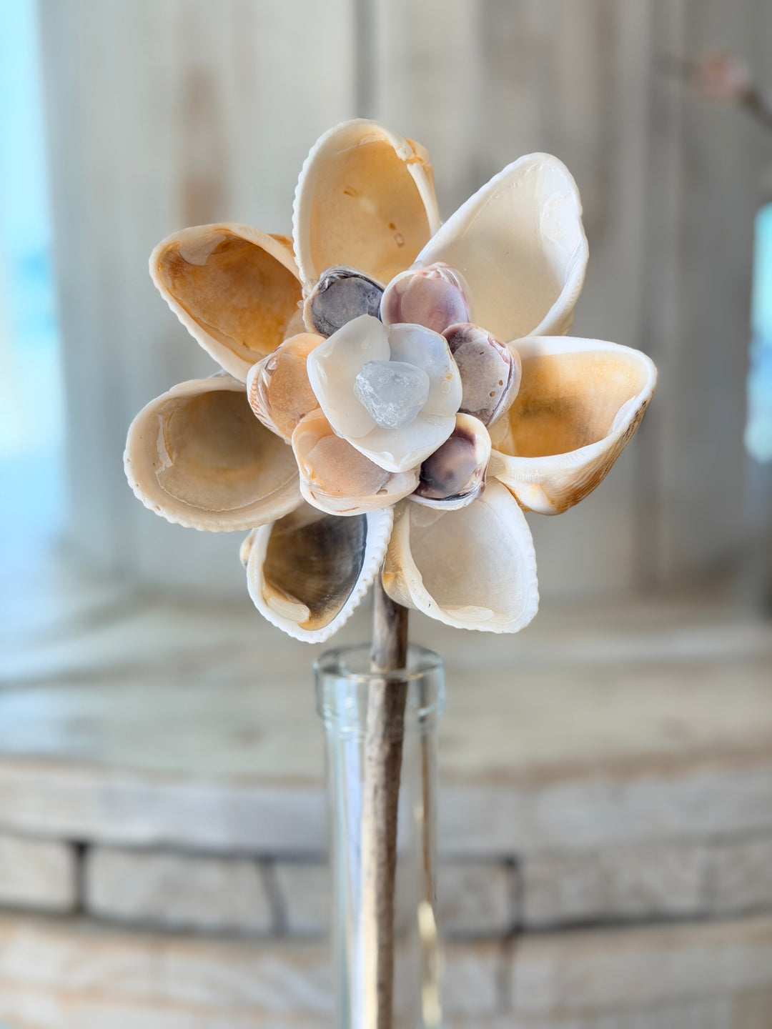 Tall ZenFlower Blue Calcite healing crystal seashell flower art coastal boho