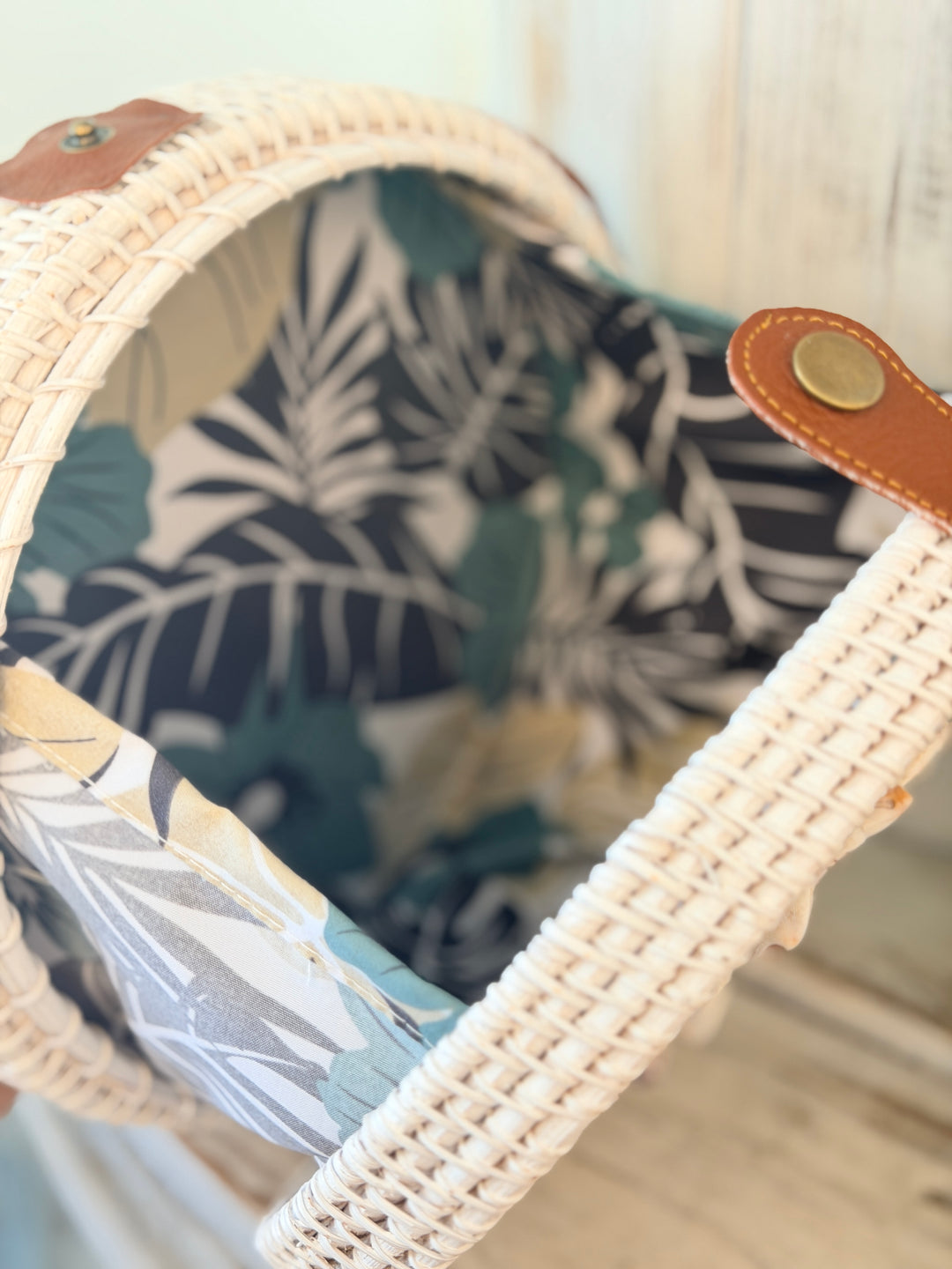 Anchored Soul | ZenFlower White Rattan Bag | Angelite