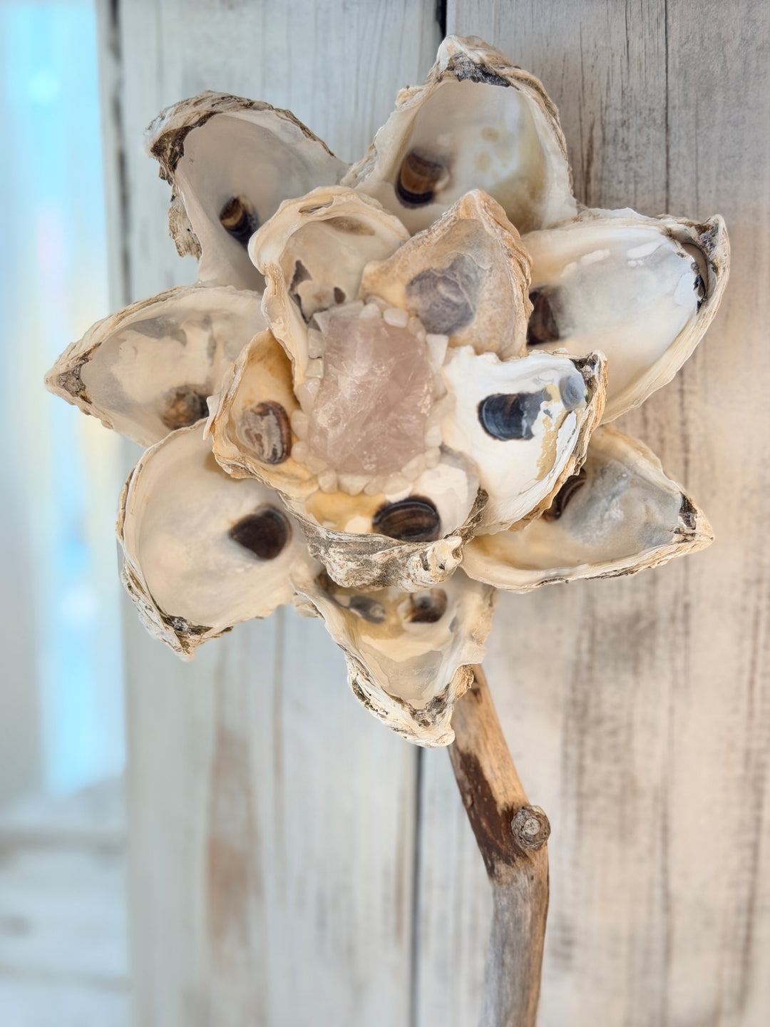 Anchored Soul | Single XL ZenFlower Wand | Rose Quartz &amp; Moonstone