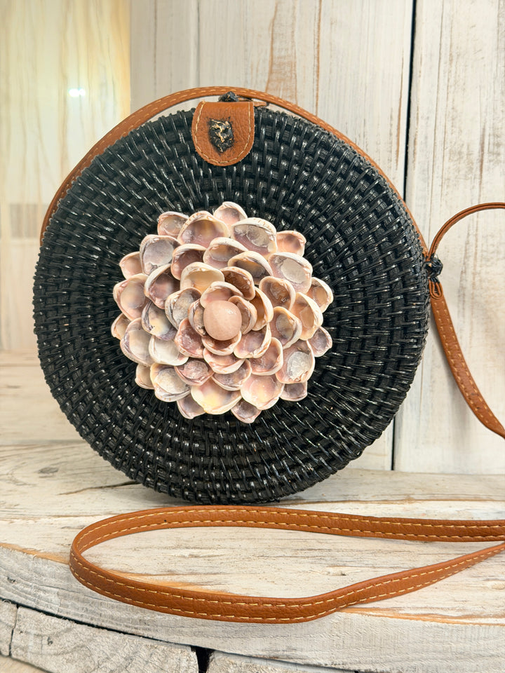 Anchored Soul | Black ZenFlower Rattan Bag