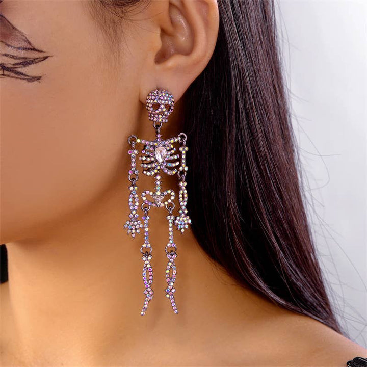 Sparkly Halloween Skeleton Earrings