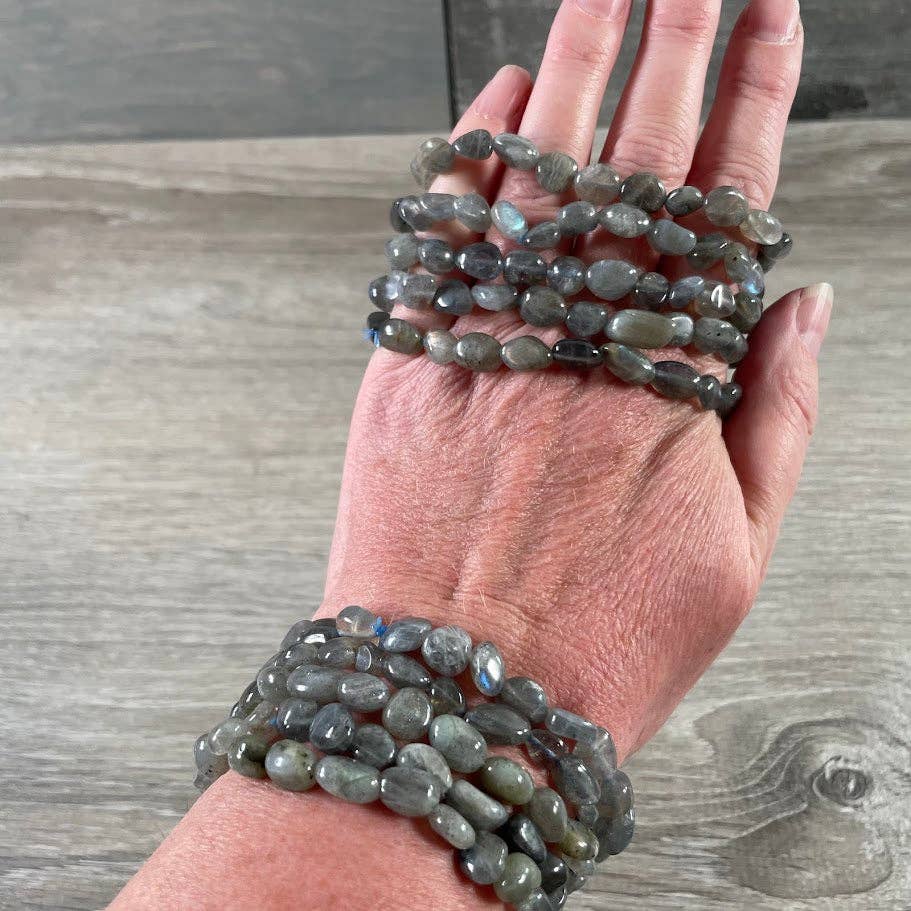 Healing crystal bracelet with natural nugget gemstones for boho spiritual layering