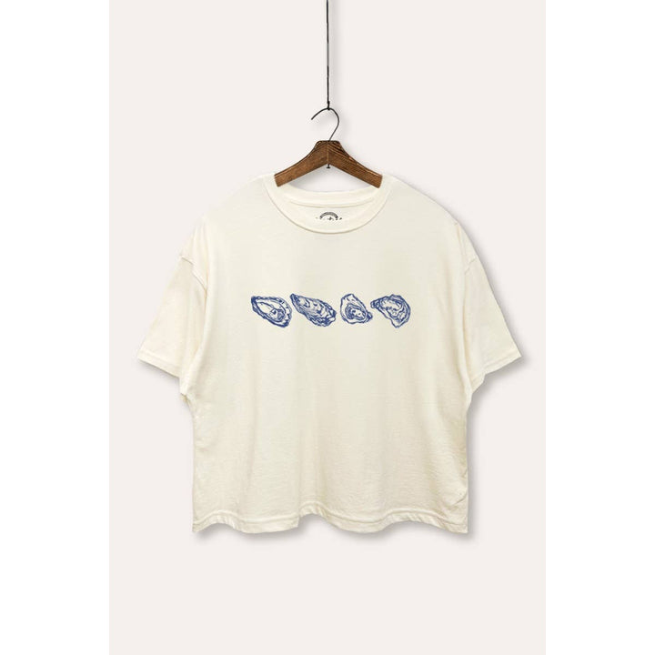 Oyster Coastal Graphic Boxy Crop Top
