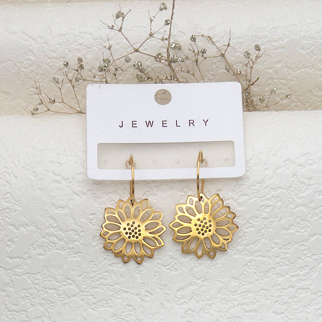 Sunflower earrings flower drop earrings hypoallergenic and perfect for coastal free spirits
