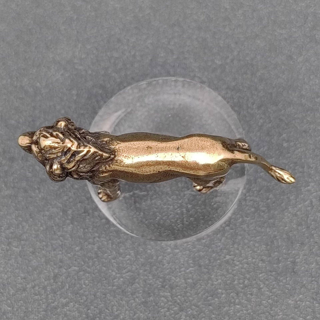 Brass Lion Desktop Ornament symbolizing courage and grounded energy for boho spiritual decor