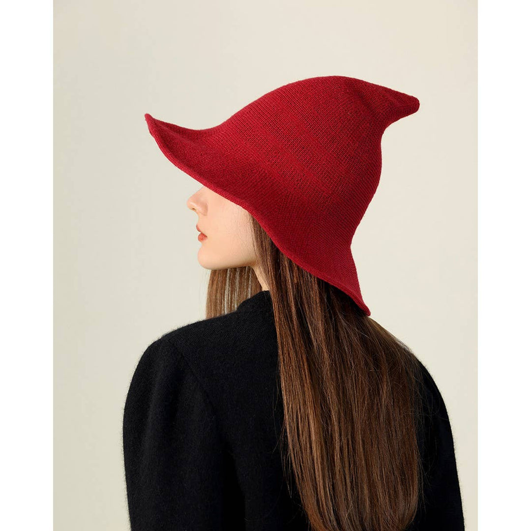 Foldable Knit Witch Hat in cozy boho style perfect for coastal autumn festivals