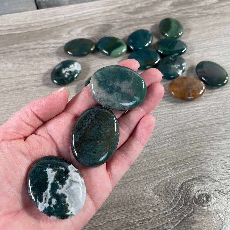Gemstone Palm Stones 45mm for grounding meditation and coastal holistic healing