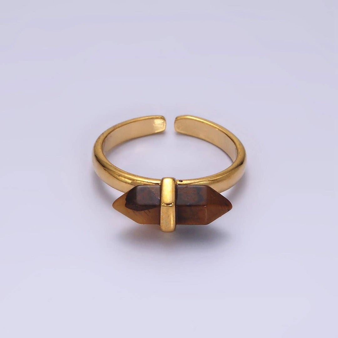 Gemstone Wand Ring 14K Gold Filled with natural crystal stone boho style