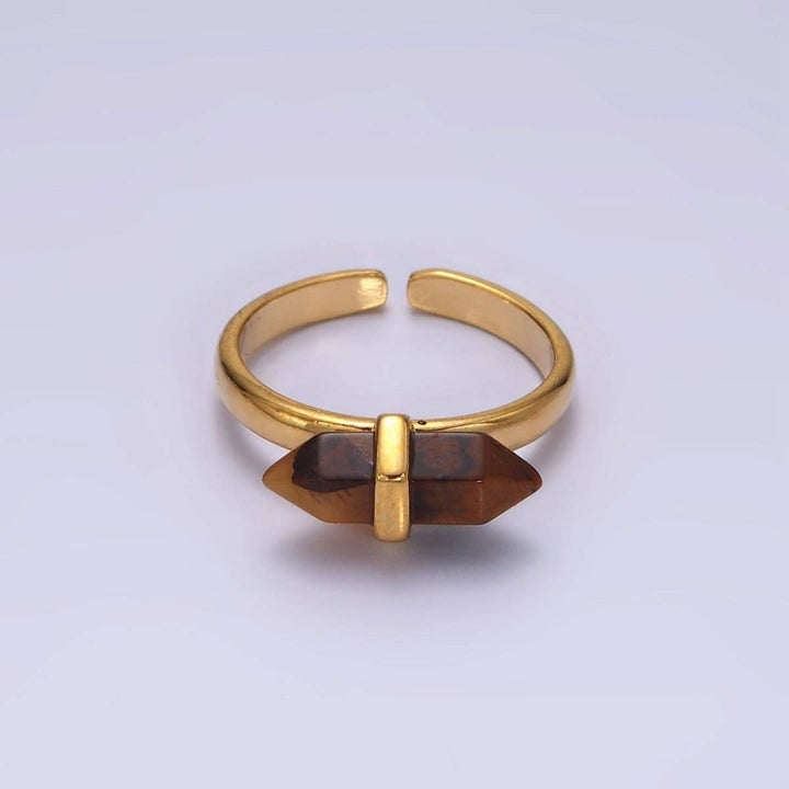 Gemstone Wand Ring 14K Gold Filled with natural crystal stone boho style