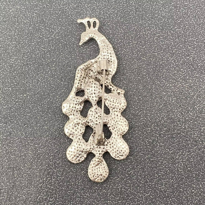 Abalone Shell Silver Tone Peacock Brooch