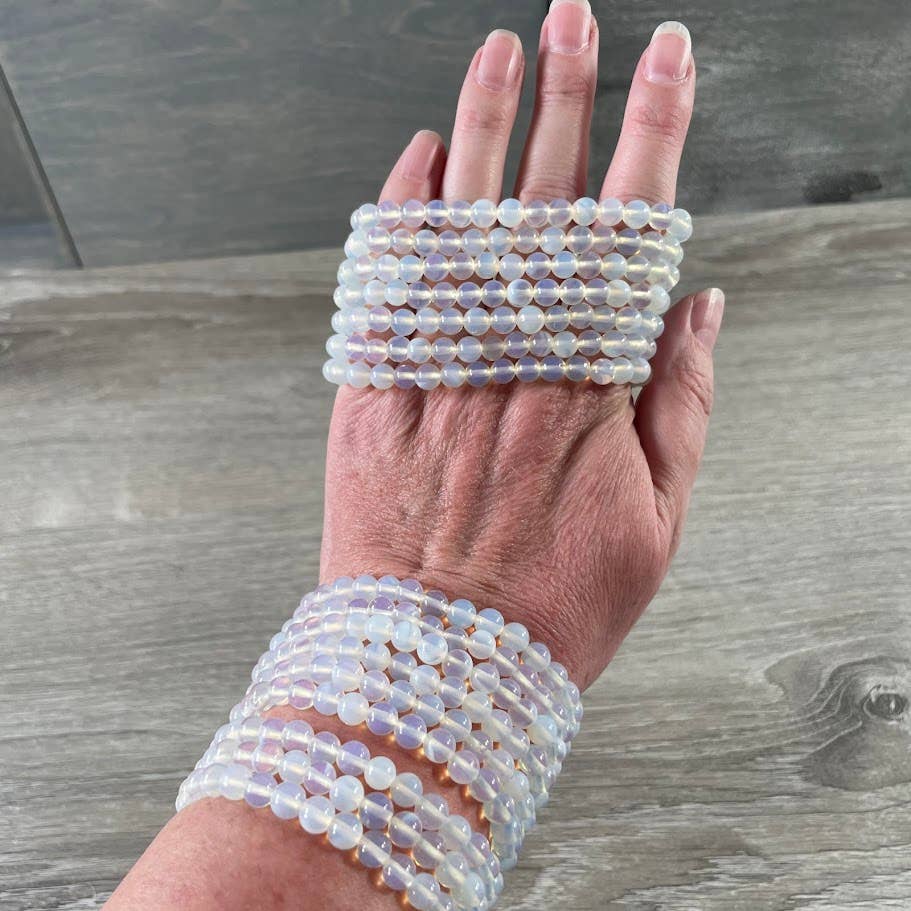 Healing Crystal Bracelets 6mm round beads stackable boho coastal spiritual gemstone jewelry