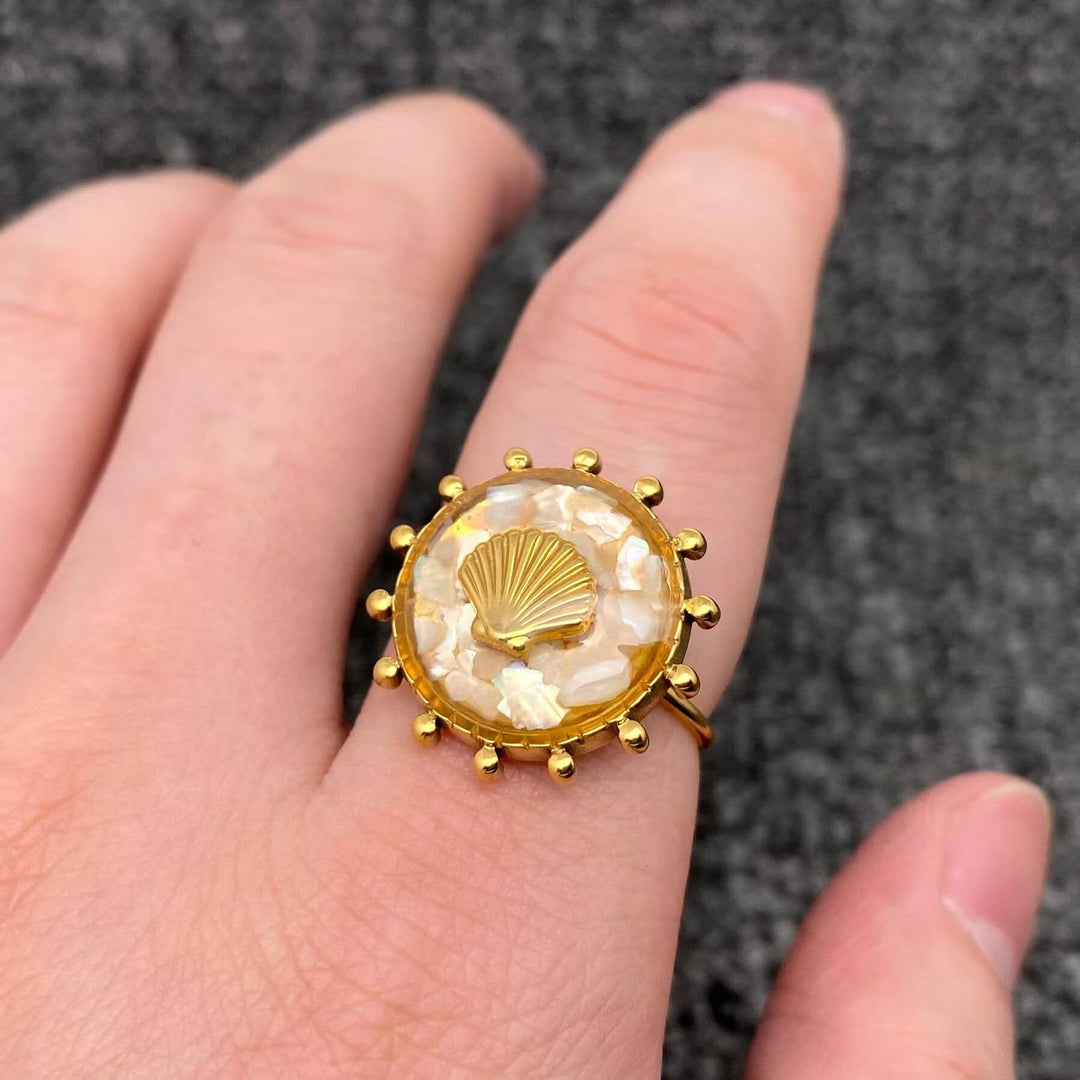 Shattered Shell 18K Gold Plated Scallop Ring
