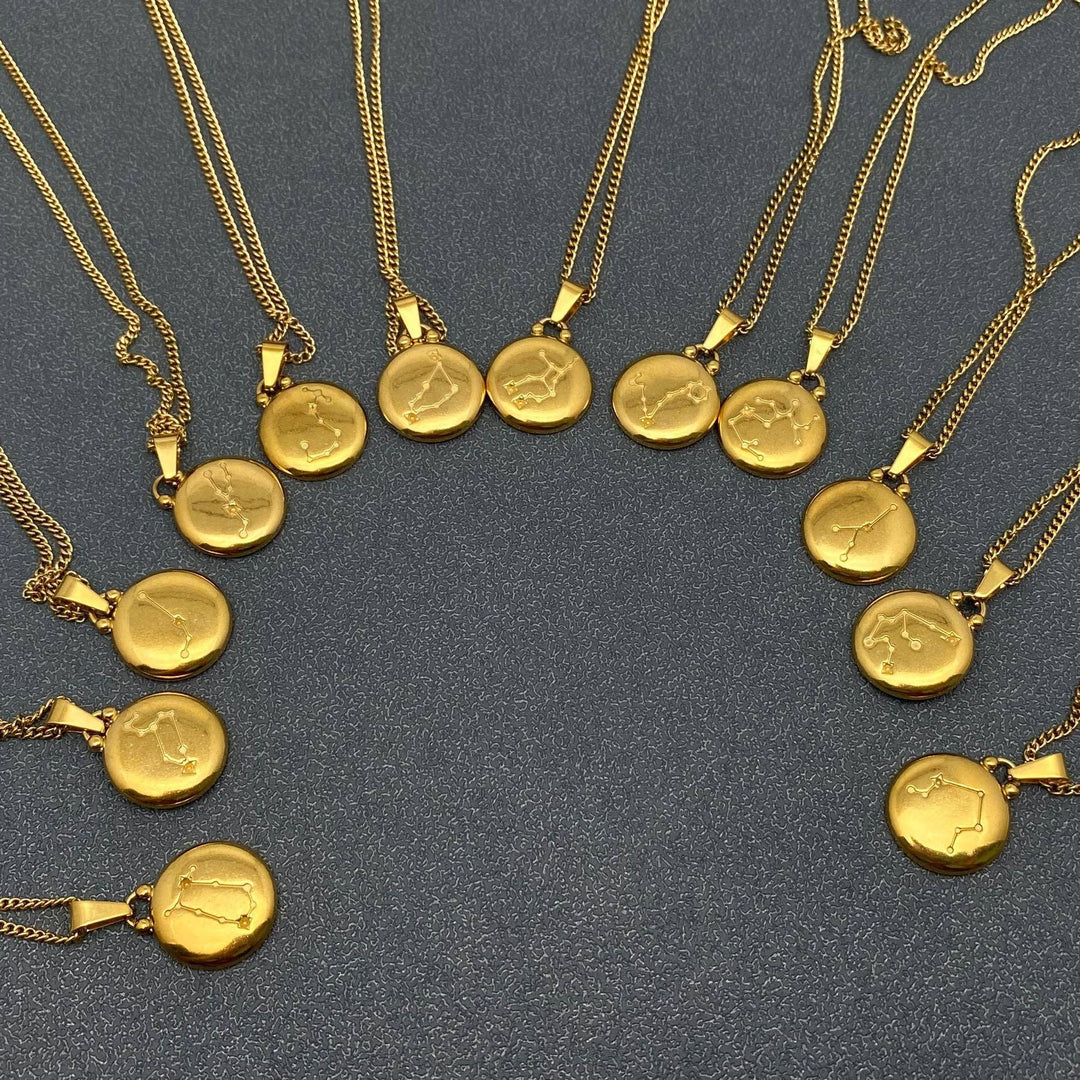 Coin Zodiac 18K Gold Plated SS Necklace