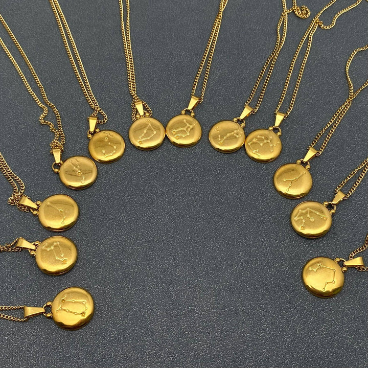 Coin Zodiac 18K Gold Plated SS Necklace