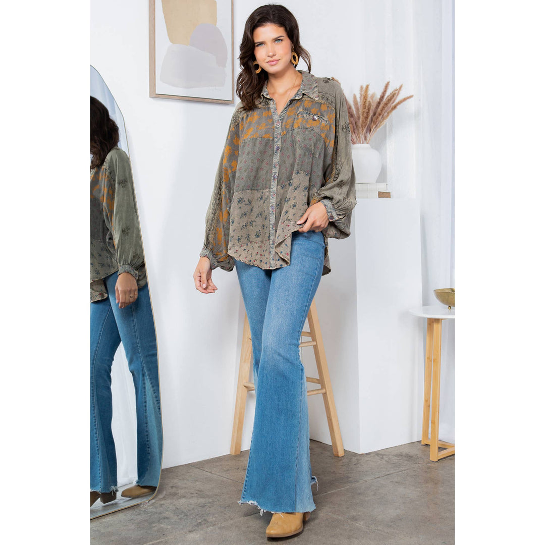 Long Sleeve Patchwork, Zodiac &amp; Constellation Design Top