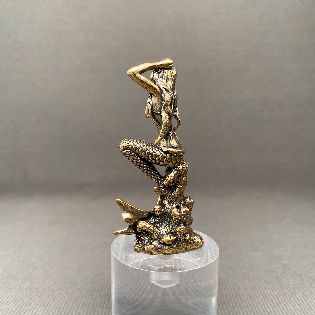 Brass Mermaid Decoration Desktop Ornament handcrafted coastal boho altar decor feminine energy