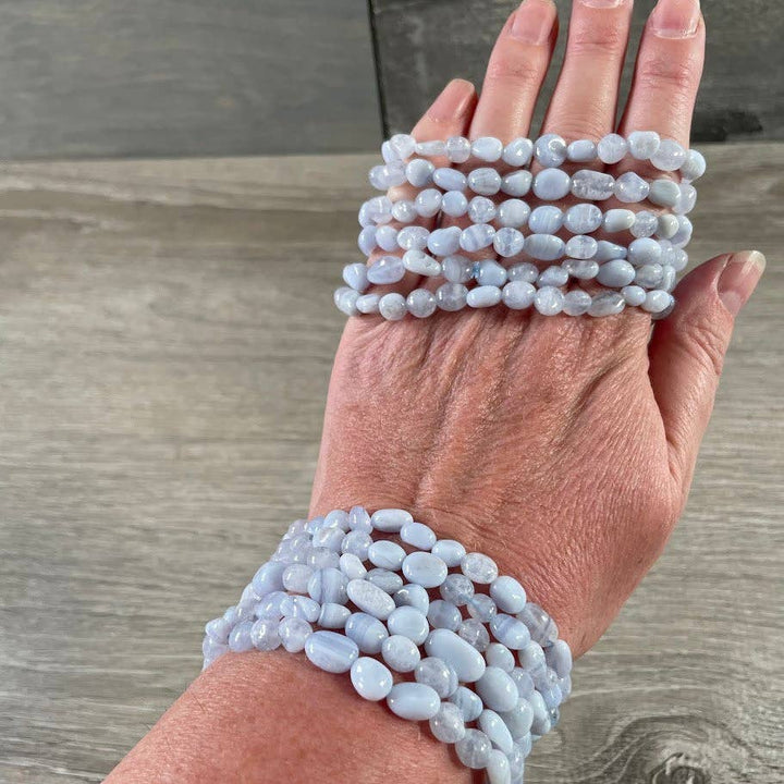 Healing crystal bracelets with natural nugget gemstones for boho spiritual layering