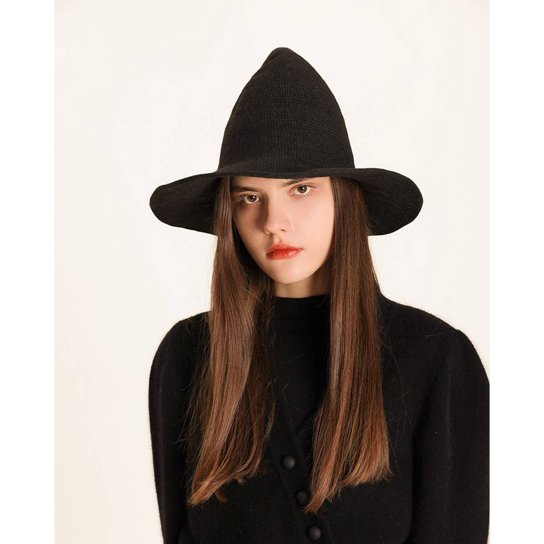 Knitted Wool Witch Hat with boho coastal charm perfect for autumn festivals