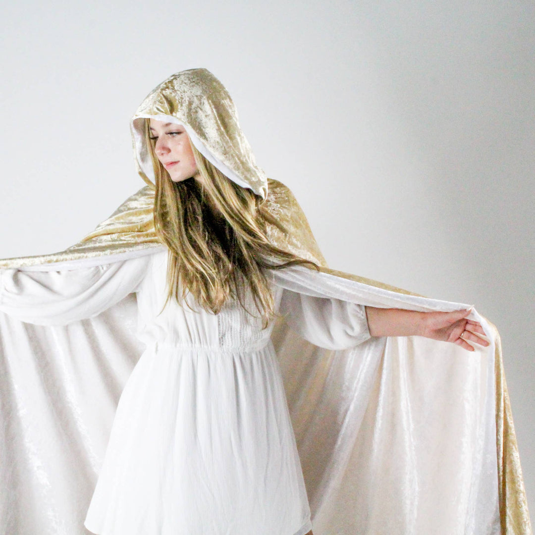 Reversible Hooded Cloak - 56" Long | Double-Sided Cape